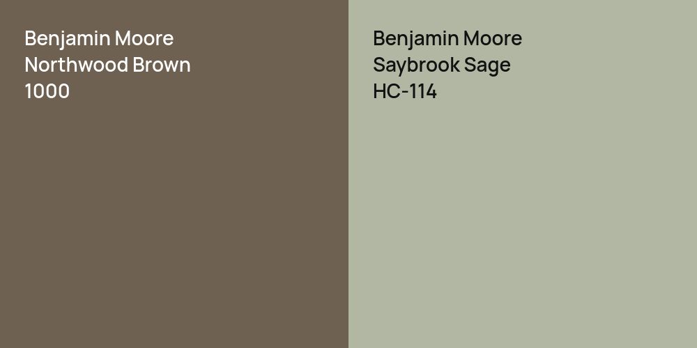 Benjamin Moore Northwood Brown vs. Benjamin Moore Saybrook Sage