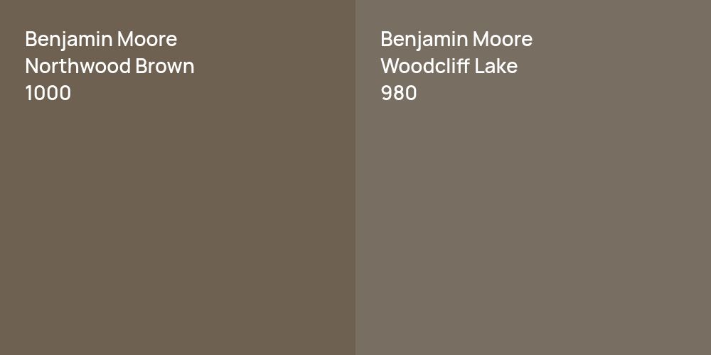 Benjamin Moore Northwood Brown vs. Benjamin Moore Woodcliff Lake