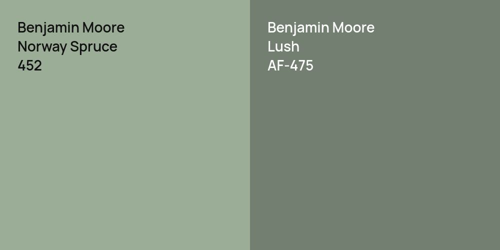 Benjamin Moore Norway Spruce vs. Benjamin Moore Lush