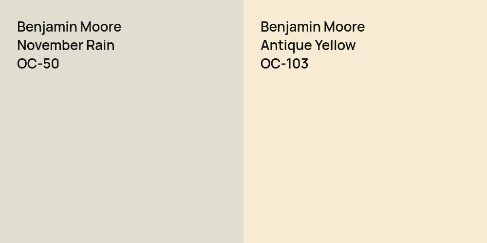 Benjamin Moore November Rain vs. Benjamin Moore Antique Yellow