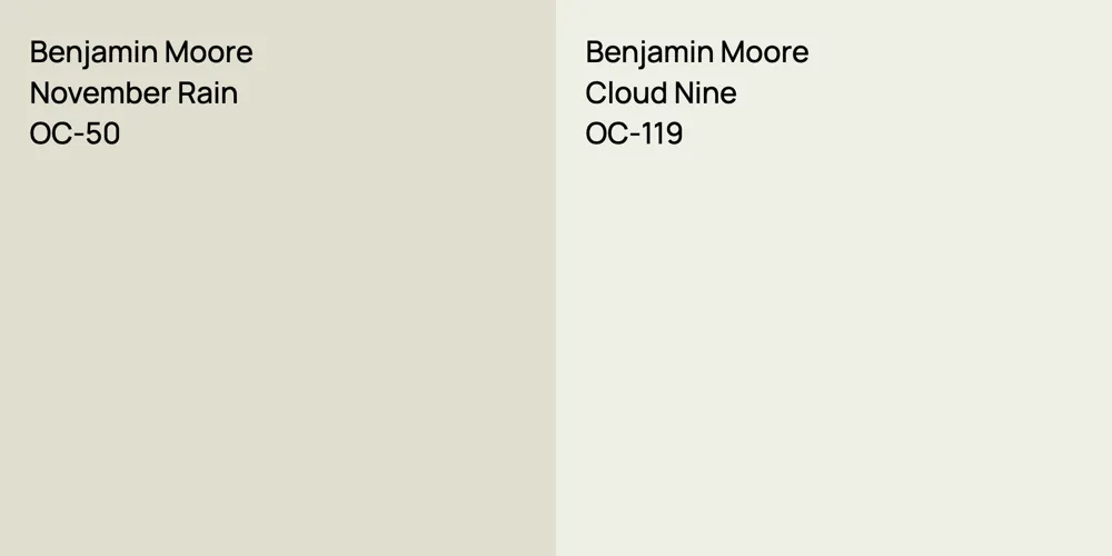 Benjamin Moore November Rain vs. Benjamin Moore Cloud Nine