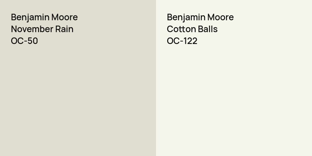 Benjamin Moore November Rain vs. Benjamin Moore Cotton Balls