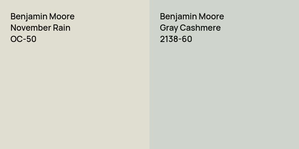 Benjamin Moore November Rain vs. Benjamin Moore Gray Cashmere