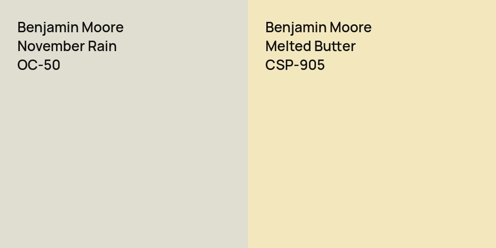 Benjamin Moore November Rain vs. Benjamin Moore Melted Butter