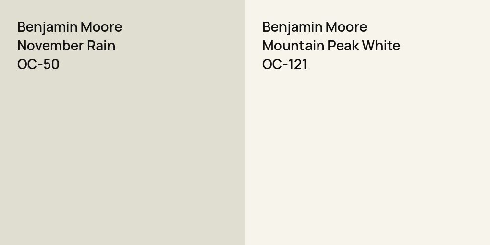 Benjamin Moore November Rain vs. Benjamin Moore Mountain Peak White