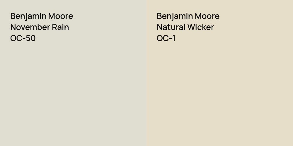 Benjamin Moore November Rain vs. Benjamin Moore Natural Wicker