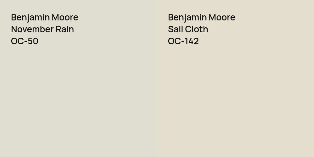 Benjamin Moore November Rain vs. Benjamin Moore Sail Cloth