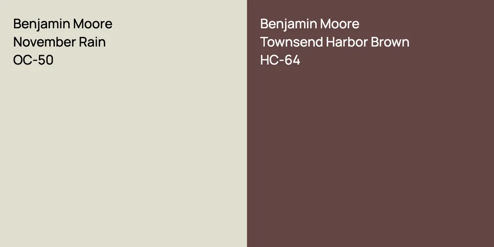 Benjamin Moore November Rain vs. Benjamin Moore Townsend Harbor Brown