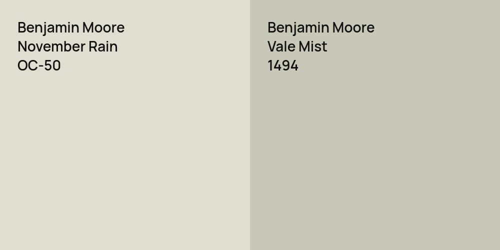 Benjamin Moore November Rain vs. Benjamin Moore Vale Mist