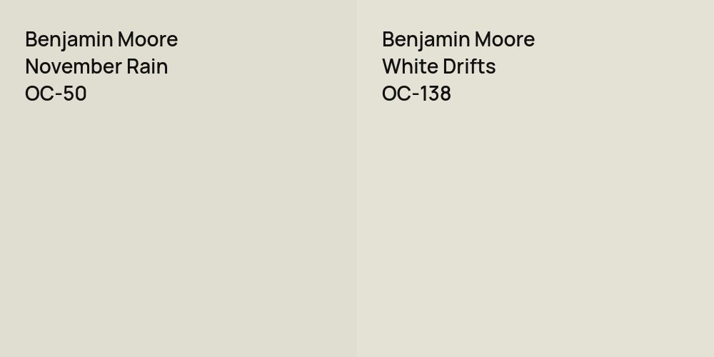 Benjamin Moore November Rain vs. Benjamin Moore White Drifts