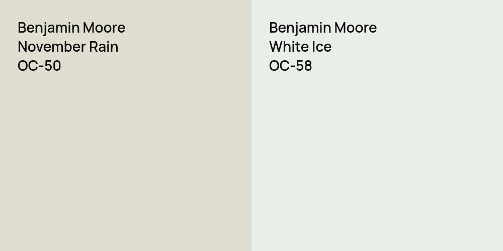 Benjamin Moore November Rain vs. Benjamin Moore White Ice