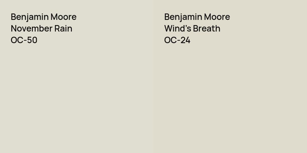 Benjamin Moore November Rain vs. Benjamin Moore Wind's Breath