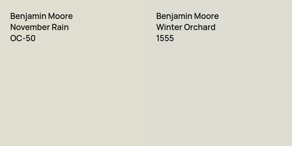 Benjamin Moore November Rain vs. Benjamin Moore Winter Orchard