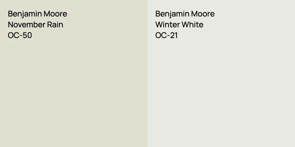 Benjamin Moore November Rain vs. Benjamin Moore Winter White