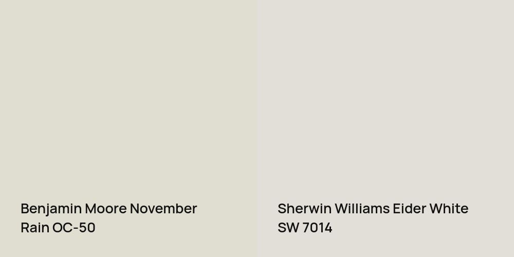 Benjamin Moore November Rain vs. Sherwin Williams Eider White