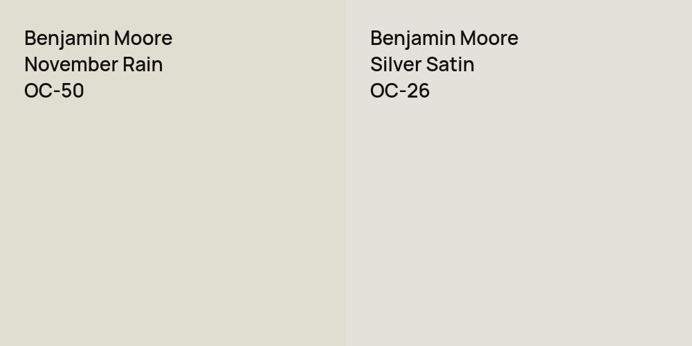 Benjamin Moore November Rain vs. Benjamin Moore Silver Satin