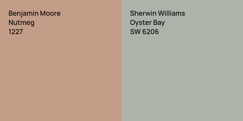 Benjamin Moore Nutmeg vs. Sherwin Williams Oyster Bay