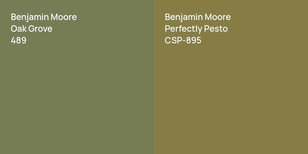 Benjamin Moore Oak Grove vs. Benjamin Moore Perfectly Pesto