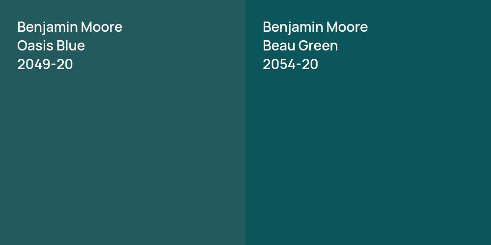 Benjamin Moore Oasis Blue vs. Benjamin Moore Beau Green