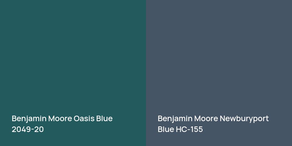 Benjamin Moore Oasis Blue vs. Benjamin Moore Newburyport Blue