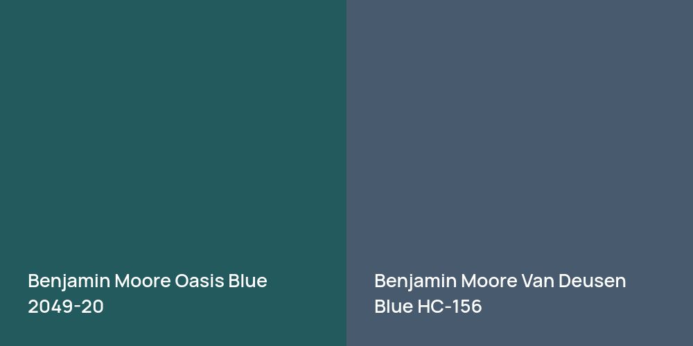 Benjamin Moore Oasis Blue vs. Benjamin Moore Van Deusen Blue