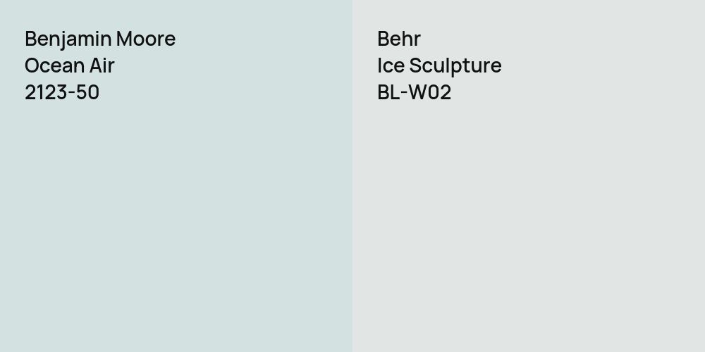 Benjamin Moore Ocean Air vs. Behr Ice Sculpture