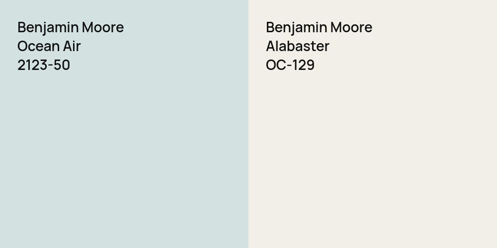 Benjamin Moore Ocean Air vs. Benjamin Moore Alabaster