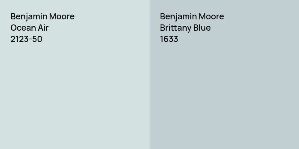 Benjamin Moore Ocean Air vs. Benjamin Moore Brittany Blue