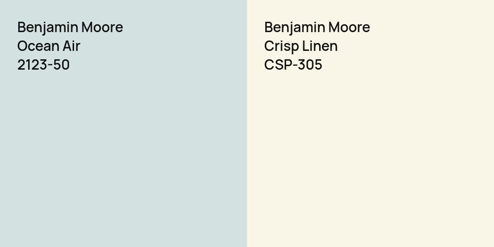 Benjamin Moore Ocean Air vs. Benjamin Moore Crisp Linen