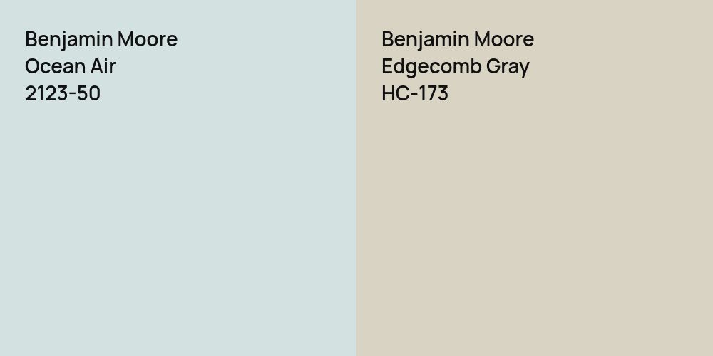 Benjamin Moore Ocean Air vs. Benjamin Moore Edgecomb Gray