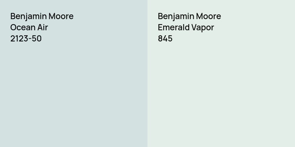 Benjamin Moore Ocean Air vs. Benjamin Moore Emerald Vapor