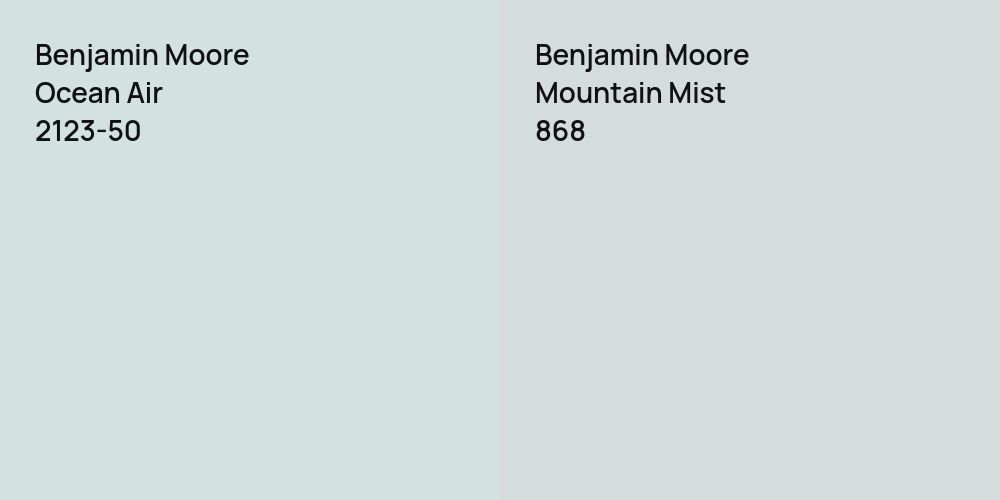 Benjamin Moore Ocean Air vs. Benjamin Moore Mountain Mist