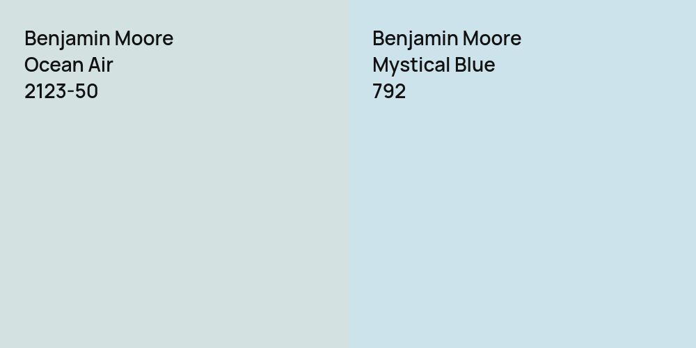 Benjamin Moore Ocean Air vs. Benjamin Moore Mystical Blue