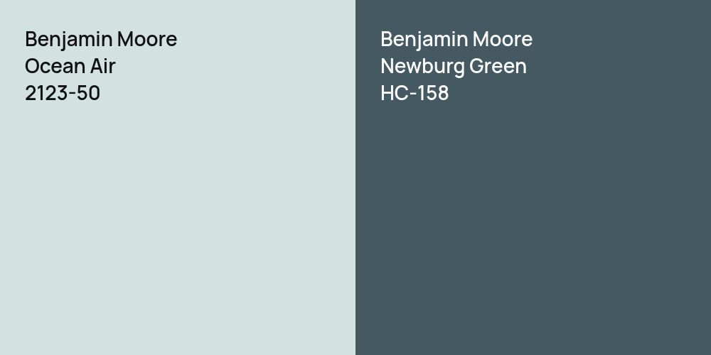 Benjamin Moore Ocean Air vs. Benjamin Moore Newburg Green