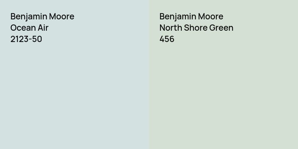 Benjamin Moore Ocean Air vs. Benjamin Moore North Shore Green