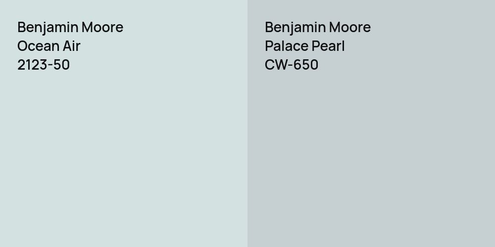 Benjamin Moore Ocean Air vs. Benjamin Moore Palace Pearl