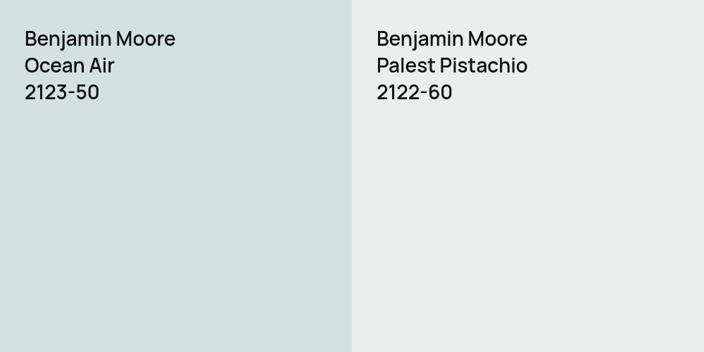 Benjamin Moore Ocean Air vs. Benjamin Moore Palest Pistachio