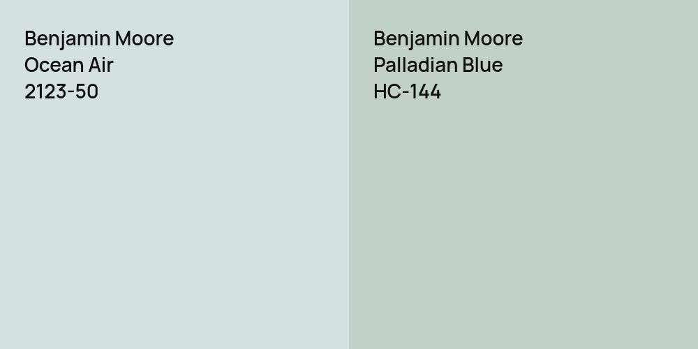 Benjamin Moore Ocean Air vs. Benjamin Moore Palladian Blue