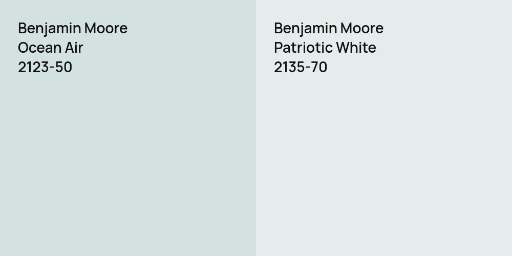 Benjamin Moore Ocean Air vs. Benjamin Moore Patriotic White