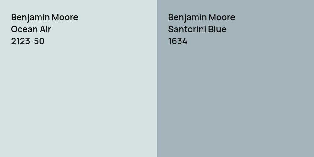 Benjamin Moore Ocean Air vs. Benjamin Moore Santorini Blue