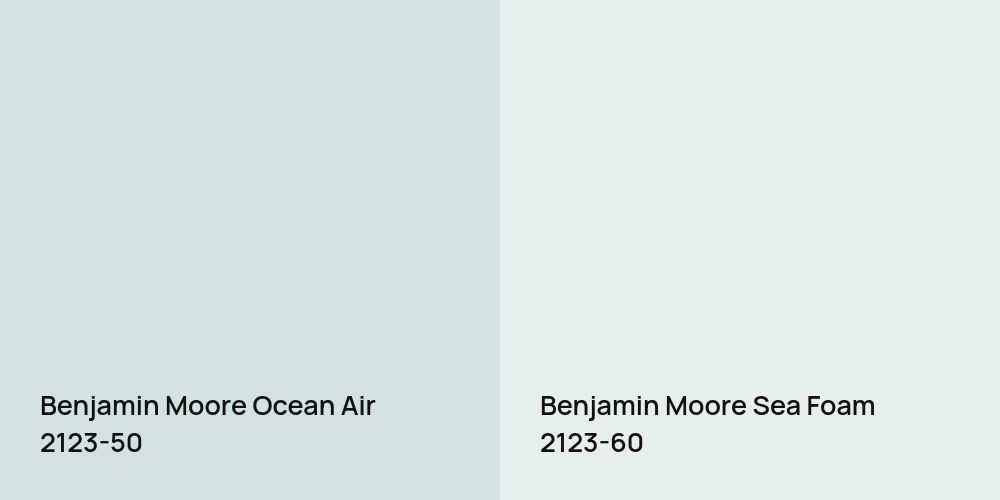 Benjamin Moore Ocean Air vs. Benjamin Moore Sea Foam