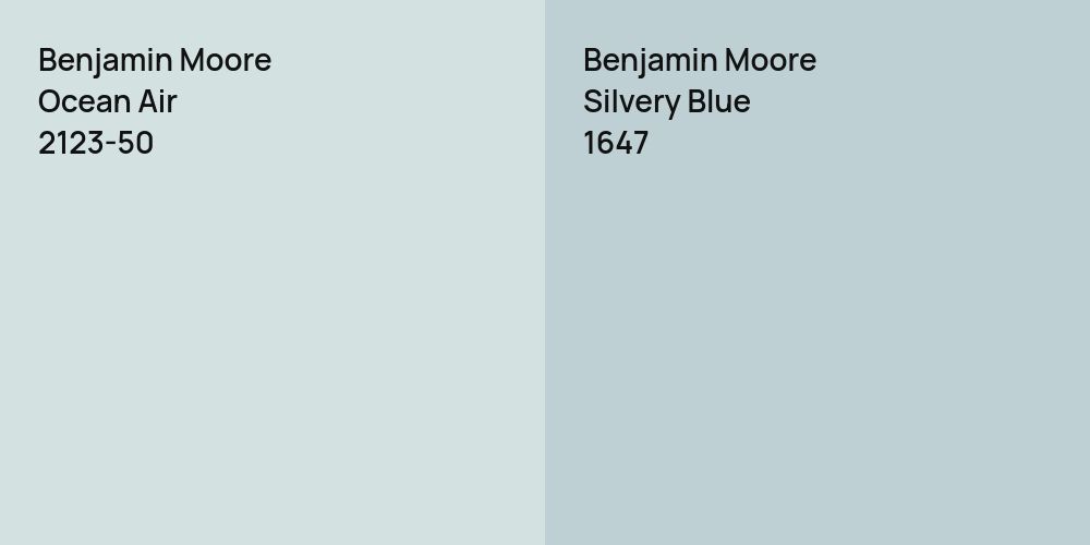 Benjamin Moore Ocean Air vs. Benjamin Moore Silvery Blue