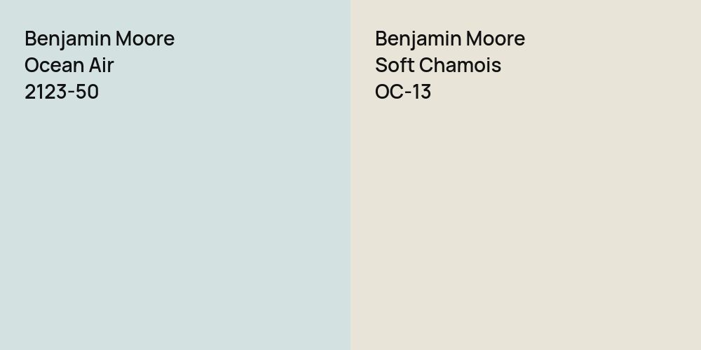 Benjamin Moore Ocean Air vs. Benjamin Moore Soft Chamois