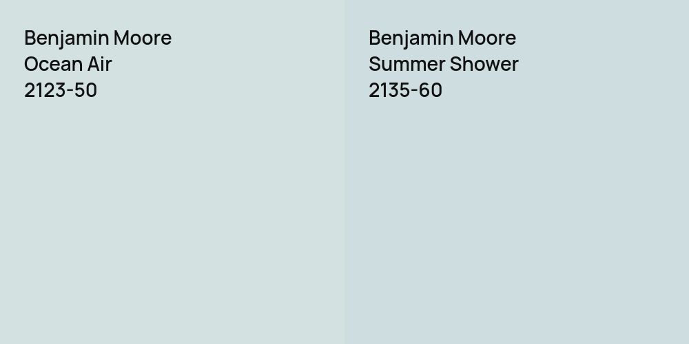 Benjamin Moore Ocean Air vs. Benjamin Moore Summer Shower