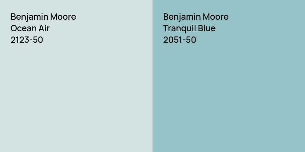 Benjamin Moore Ocean Air vs. Benjamin Moore Tranquil Blue