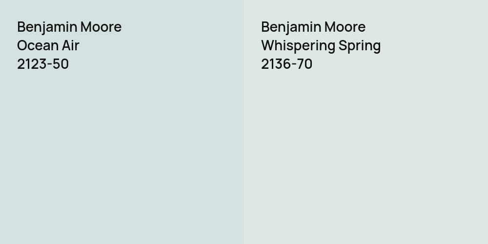 Benjamin Moore Ocean Air vs. Benjamin Moore Whispering Spring