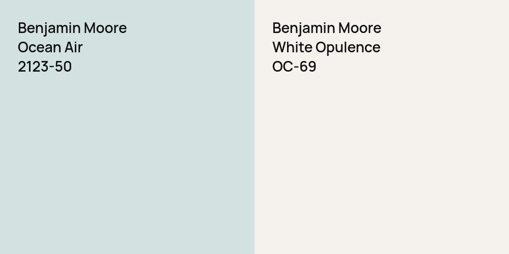 Benjamin Moore Ocean Air vs. Benjamin Moore White Opulence