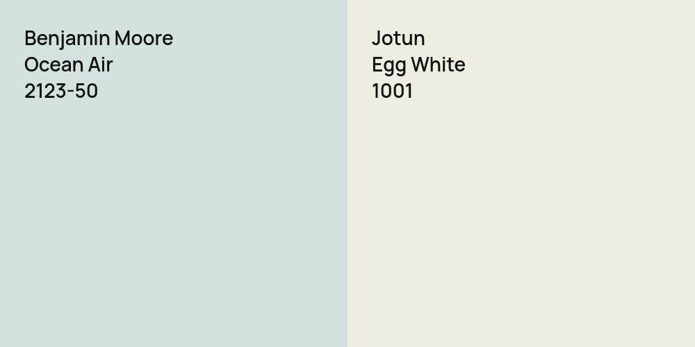 Benjamin Moore Ocean Air vs. Jotun Egg White