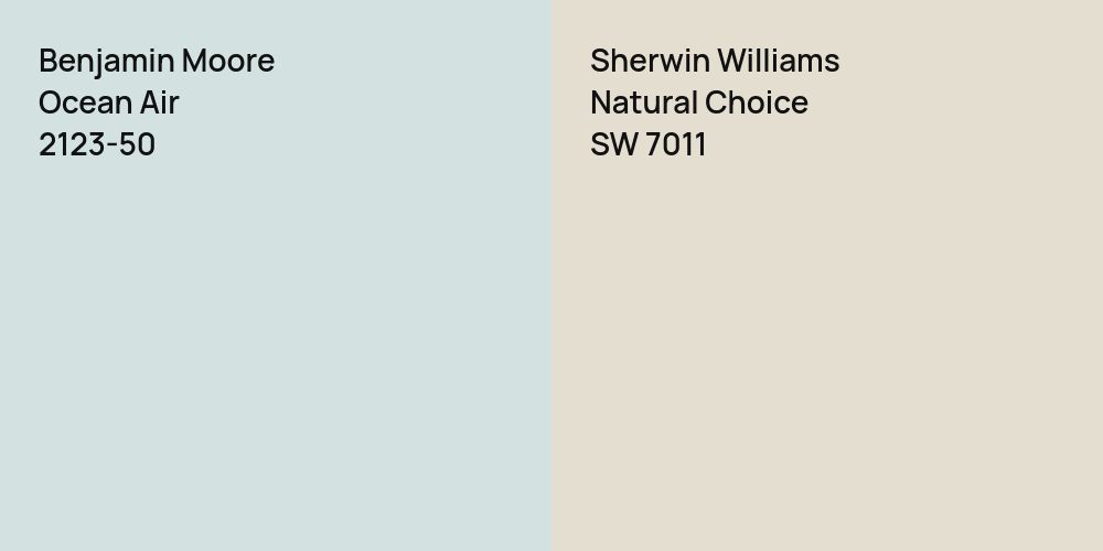 Benjamin Moore Ocean Air vs. Sherwin Williams Natural Choice