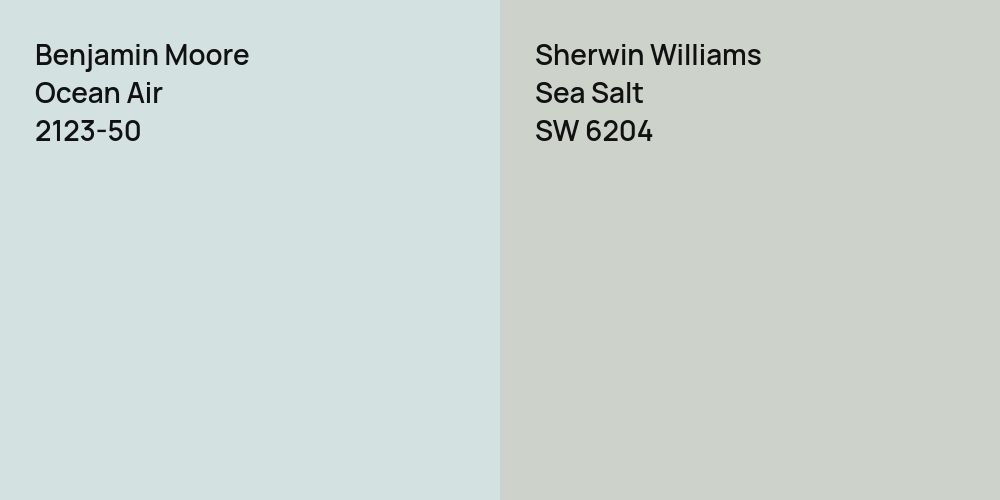 Benjamin Moore Ocean Air vs. Sherwin Williams Sea Salt